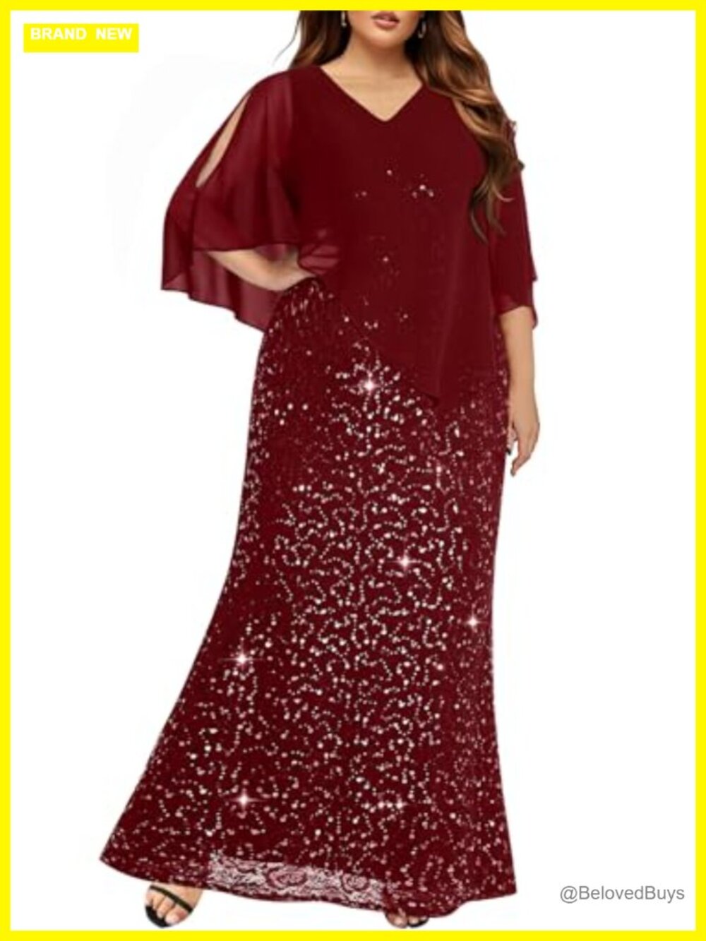 Plus Size Formal Mermaid Evening Prom Dress with Chiffon Cape